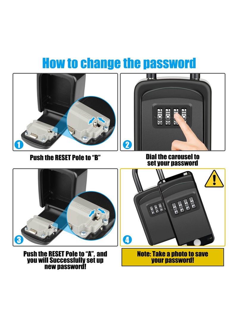 SYOSI Key Safe, Portable Lock Box for Keys Outdoor with Removable Shackle, Hangable Combination Key Lock Box for Home Office Garage School, Free of Installation - Image 3