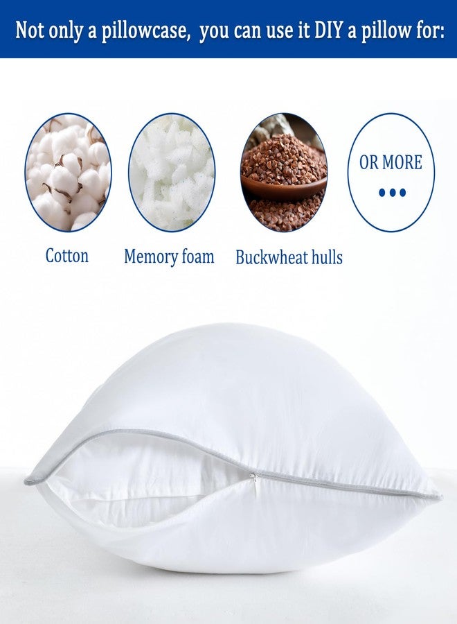 Precoco Premium Soft 100% Long-Staple Cotton Pillow Protectors With Zipper, Standard Size 20x26, Set of 2 White Cases, Hidden Zippered Cover for Gift - Image 3