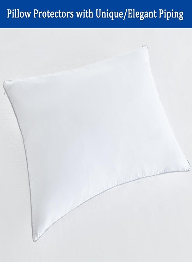 Precoco Premium Soft 100% Long-Staple Cotton Pillow Protectors With Zipper, Standard Size 20x26, Set of 2 White Cases, Hidden Zippered Cover for Gift - Image 4