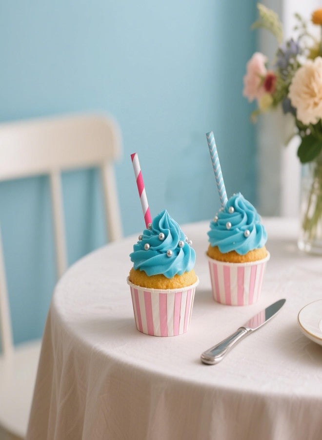 BEISHIDA 100 Pcs Biodegradable Paper Straws, Assorted Rainbow Striped Straws for Drinking, Crafts and Party Supplies - Image 5