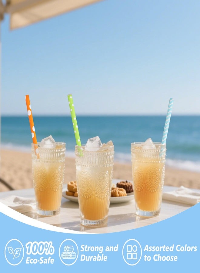 BEISHIDA 100 Pcs Biodegradable Paper Straws, Assorted Rainbow Striped Straws for Drinking, Crafts and Party Supplies - Image 3