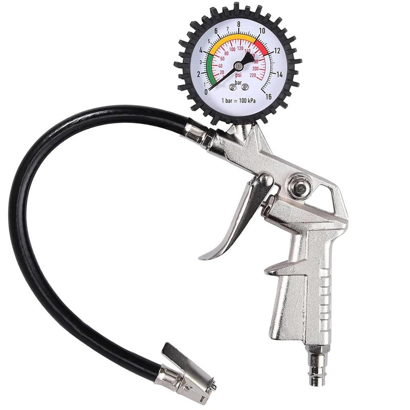 Bohaner Car Air Tyre Pressure Inflator Gun Gauge Meter 220PSI 16 BAR - Image 1