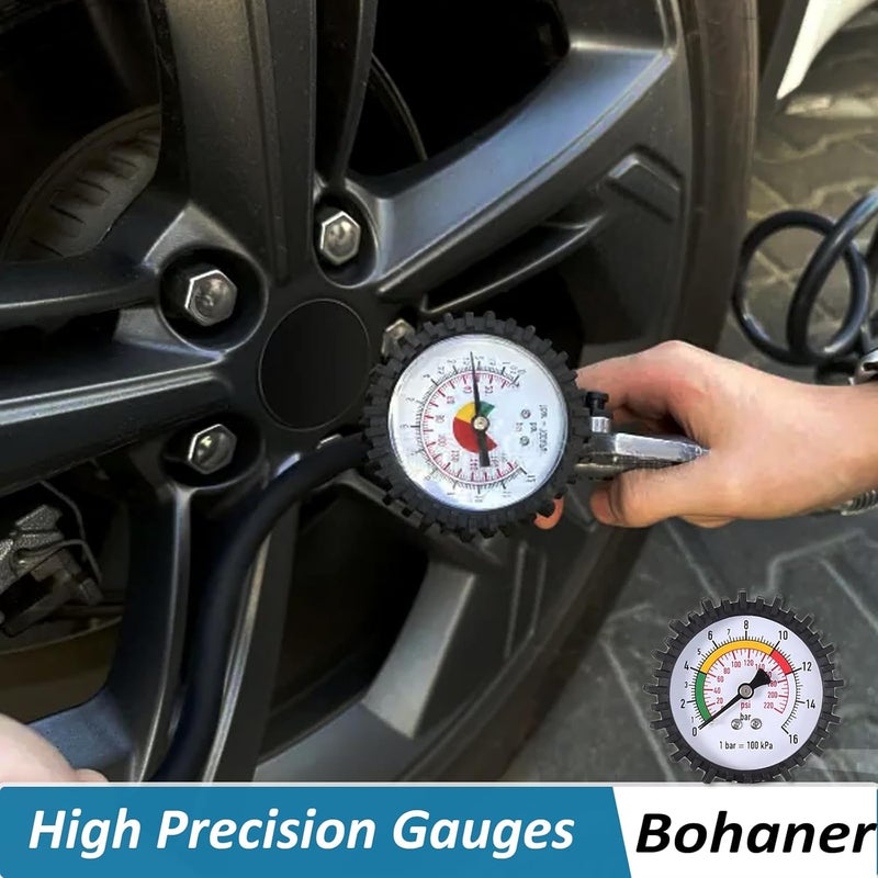 Bohaner Car Air Tyre Pressure Inflator Gun Gauge Meter 220PSI 16 BAR - Image 3