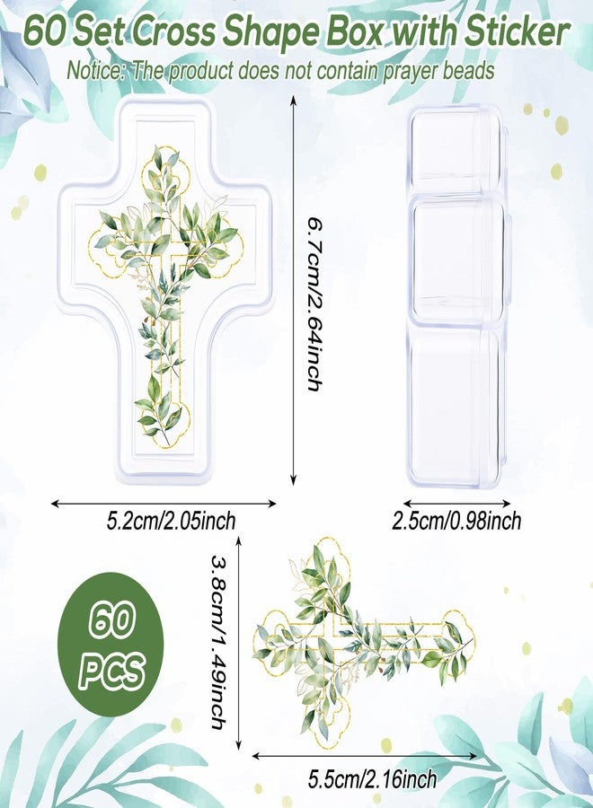 HKOYTIUP 60 Pcs First Holy Communion Cross Shape Box Easter First Communion Gift 2.05 x 2.64 Clear Cross Shaped Rosary Favor Box with Sticker Jewelry Trinket Storage Boxes for Recuerdos para Primera Comunion - Image 2
