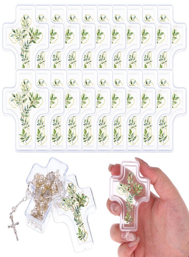 HKOYTIUP 60 Pcs First Holy Communion Cross Shape Box Easter First Communion Gift 2.05 x 2.64 Clear Cross Shaped Rosary Favor Box with Sticker Jewelry Trinket Storage Boxes for Recuerdos para Primera Comunion - Image 1