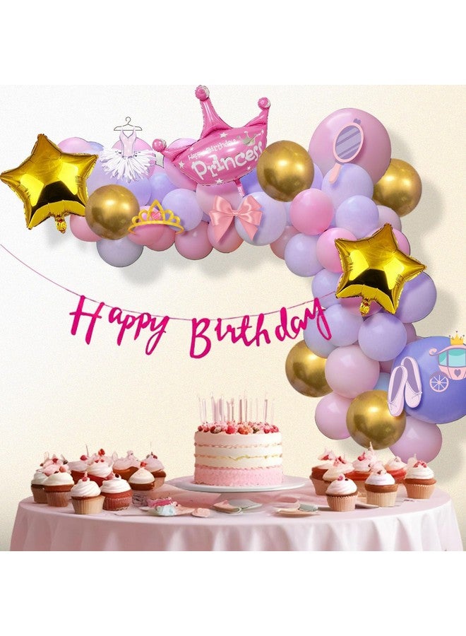 بارتي بروبس ديكورات عيد ميلاد بطابع الأميرة من بارتي بروبس - 50 قطعة، ديكورات عيد ميلاد بطابع الأميرة، عناصر ديكور عيد ميلاد للبنات، بالونات رقائق معدنية على شكل نجمة، لافتة عيد ميلاد سعيد باللون الوردي (ورق مقوى، لاتكس، رقائق معدنية) - Image 1
