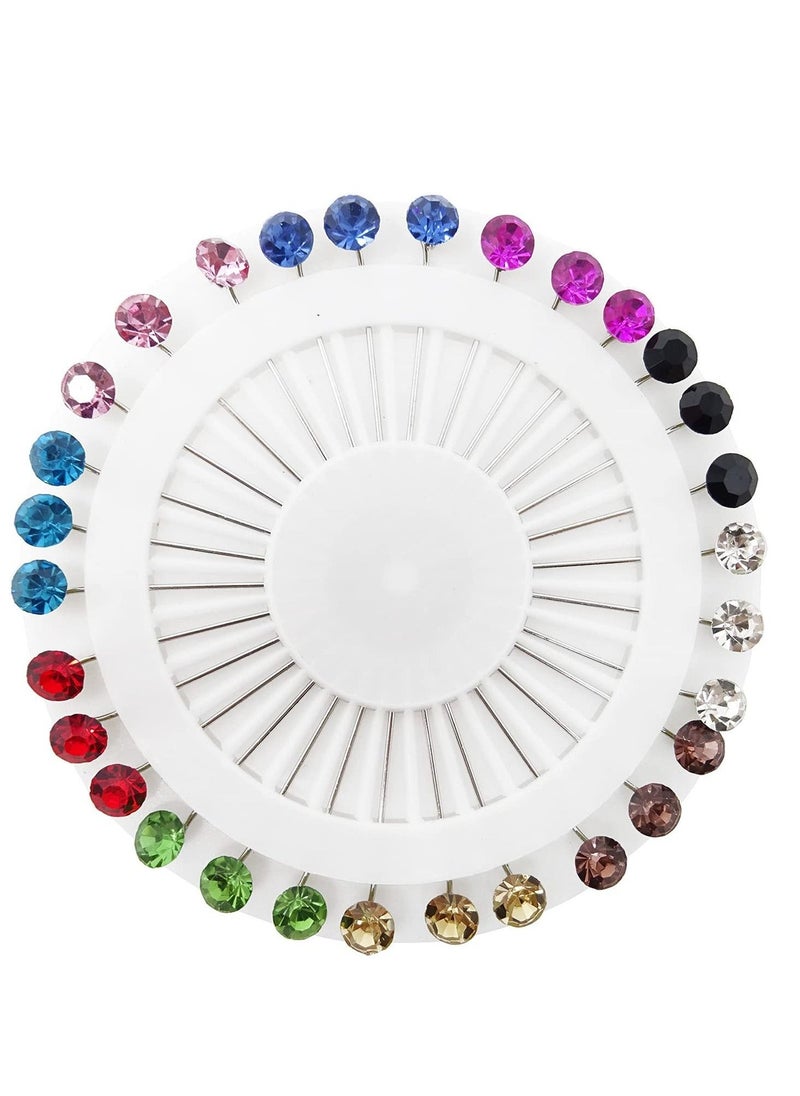 Hijab Pins with Safety Caps, 30Pcs Colorful Crystal Rhinestone Pins, Scarf Pins, Brooch Pins, Shawl Sweater Cardigan Safety Pins, Wedding Pins Sewing Snag-Free Pins - Image 1