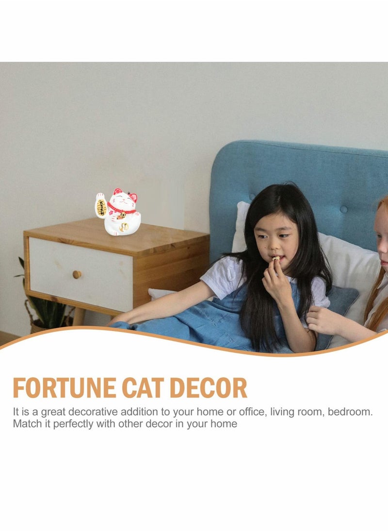 Excefore - Maneki Neko, Chinese Waving Arm Fortune Cat Cute Ceramic Lucky Cats, Feng Shui Good Luck Cat, Figurine Wealth Welcoming Animal Ornament for Car Office Decor White - Image 1