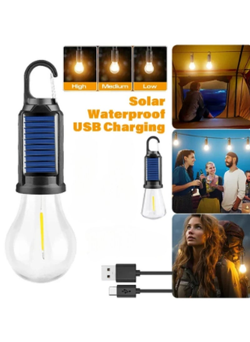 كيمايا مصابيح تخييم تعمل بالطاقة الشمسية قابلة لإعادة الشحن، مصابيح LED مقاومة للماء للخيام مع كابل USB، 3 أوضاع فانوس تخييم معلق، مصباح معلق للمشي لمسافات طويلة، الطوارئ، التخييم، المنزل، إصلاح السيارات (قطعة واحدة) - Image 3