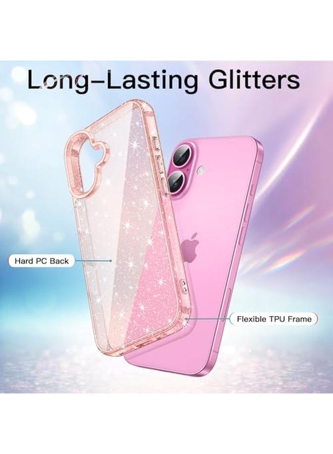 جي تيك جراب لامع لهاتف آيفون 16 مقاس 6.1 بوصة، غطاء هاتف مضاد للصدمات لامع لامع لطيف للنساء والفتيات، وردي فاتح - Image 2