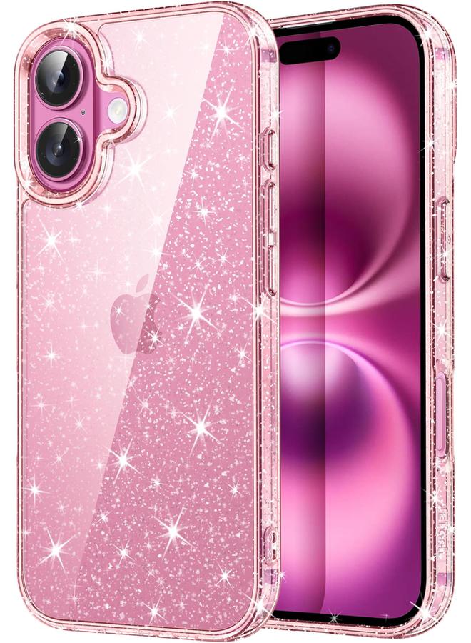 جي تيك جراب لامع لهاتف آيفون 16 مقاس 6.1 بوصة، غطاء هاتف مضاد للصدمات لامع لامع لطيف للنساء والفتيات، وردي فاتح - Image 1