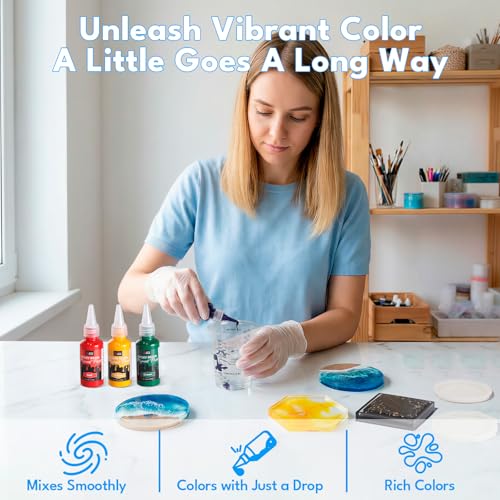 LET'S RESIN 8-Color Resin Pigment Paste, 8*1.06oz Highly Concentrated Epoxy Resin Color Pigment for Translucent to Opaque Coloring - Easy Mix, Leak-Proof Bottle for Jewelry, DIY Crafts, River Tables - Image 4