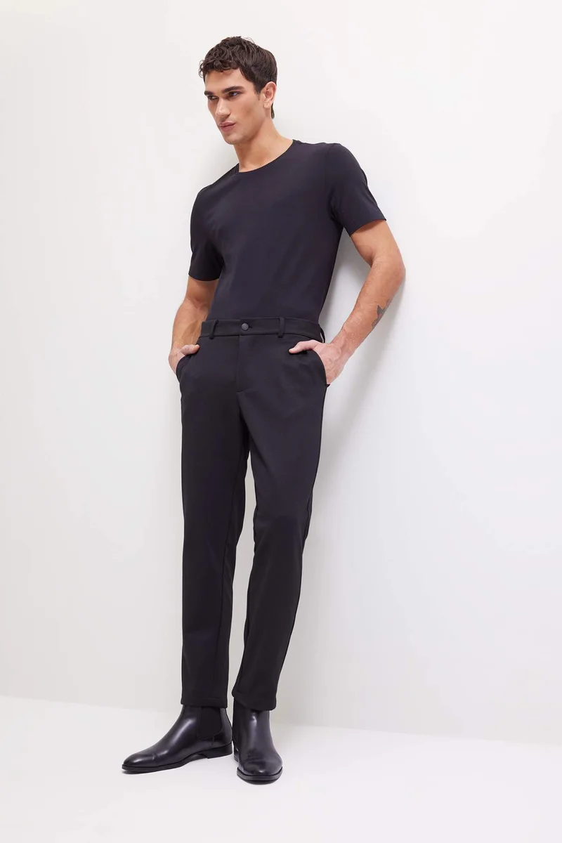 ديفاكتو Slim Fit Crew Neck Basic Short Sleeve T-Shirt