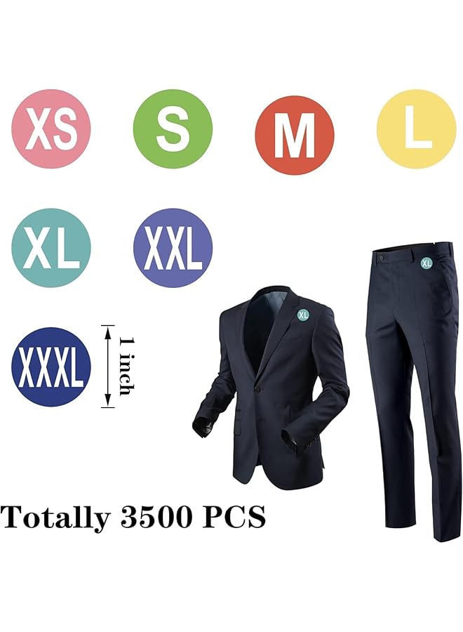 erorex 3500 Pcs 7 Sizes 1 Inch Self Adhesive Clothing Size Stickers Labels Rolls For T Shirts Trousers Skirt Retail And Home Xs Sml Xl Xxl Xxxl  - Image 3
