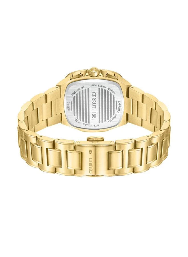 CERRUTI 1881 Casale Men's 44mm Chrograph Watch with Gold Plated Stainless Steel Bracelet Black Checkered Dial