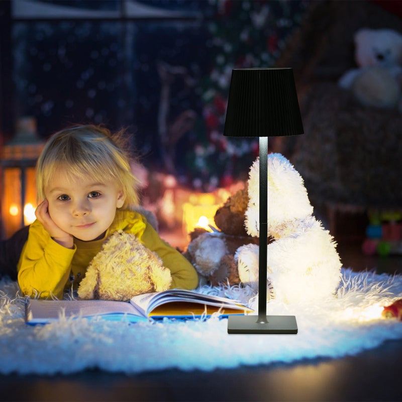 مصباح طاولة LED: أسود بطارية سعة 4000 مللي أمبير ساعة تحكم لمسي قابل للتحكم في السطوع  درجات لونية ثلاثة - وظيفة ذاكرة إضاءة ناعمة آمنة على العين مصباح طاولة LED عصري للمنزل والمكتب والمسترق وطاولة النوم - Image 2