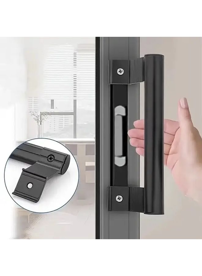 مقابض أبواب زجاجية من سبيكة الزنك الأبيض بتصميم حديث بلمسات سوداء بسيطة مقاومة للصدأ، مثالية لخزائن المطبخ والشرفات والحدائق وأبواب الحظائر - Image 2