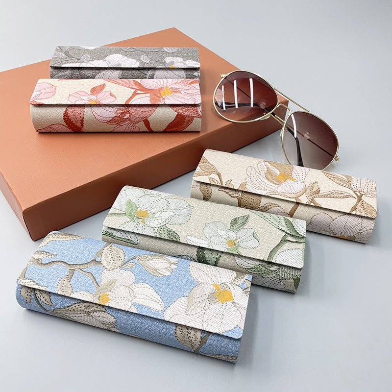 Glasses Case Chinese Style Personalized High-End Storage Mirror Case Magnetic Suction Embroidery Craft Leather High-Value Student Glasses Case - Image 1