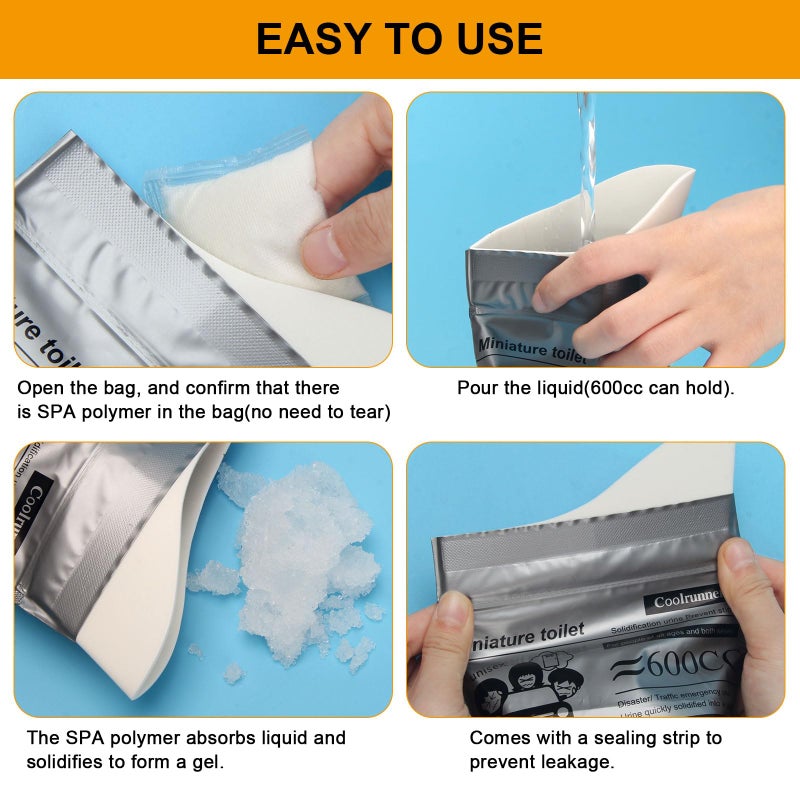 Coolrunner Disposable Urine Bags, Camping Pee Bags for Men Women, Disposable Urinals Vomit Bags for Travel Urinal Toilet Traffic Jam Emergency Portable Toilet for Kids, Patient (Grey-20p) - Image 3