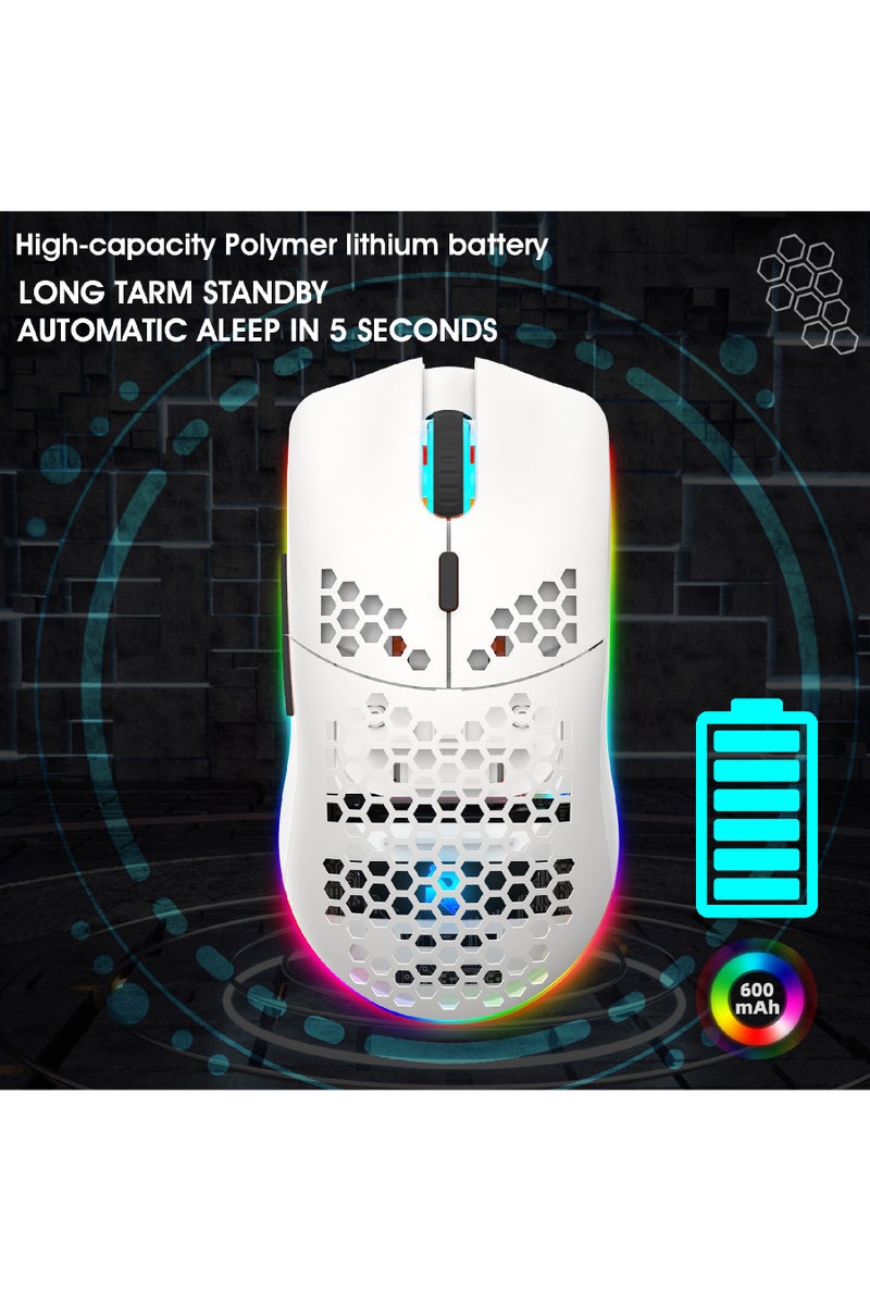 Rock Pow Wireless Gaming Mouse Honeycomb Ultralight 6 Programmable Buttons Adjustable 4800 DPI Ergonomic Wireless Mouse RGB Backlight High-Precision Optical Sensor Rechargeable Gaming Mice Mouse for Laptop Computer PC MAC  - Image 5