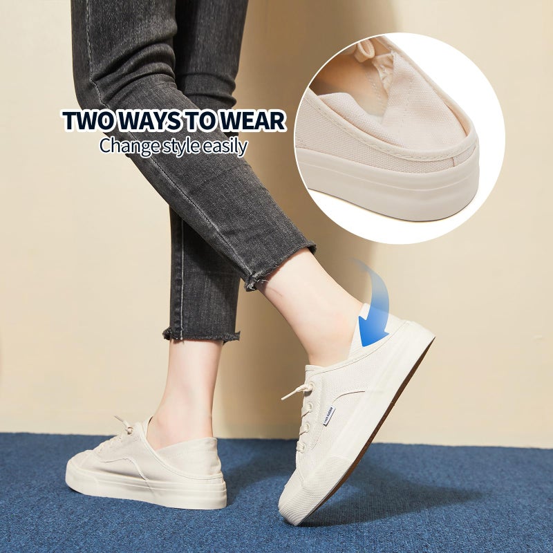 hash bubbie Women's Slip on Shoes Canvas Shoes Non Slip Fashion Sneakers for Women Low Top Loafersï¼ˆBiege.US5.5ï¼‰ - Image 4