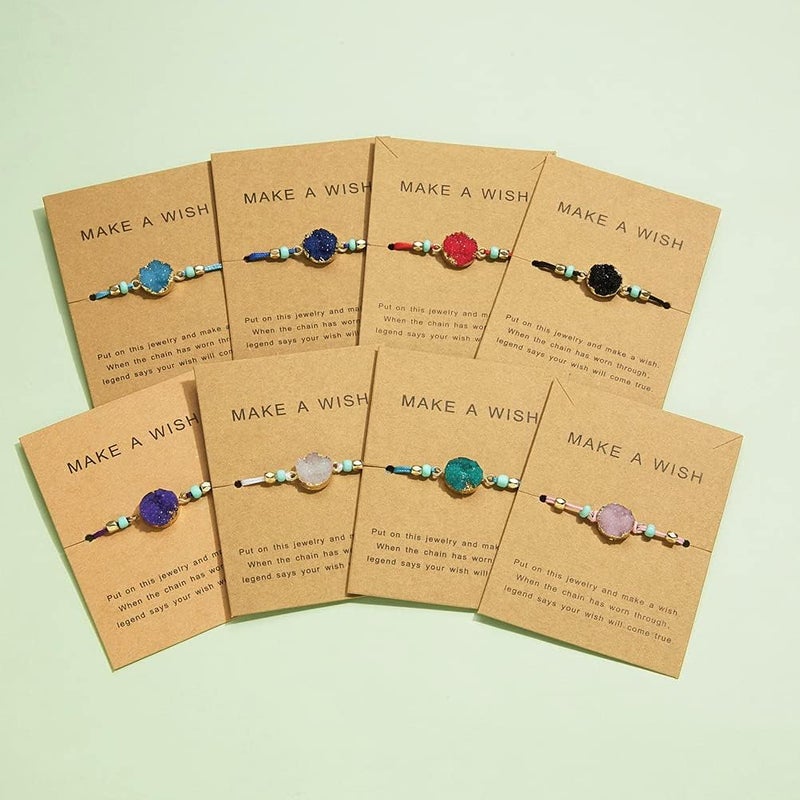 klarako 1pc Natural Gemstone Bracelet Woven Moon Crystal Beaded Bracelet Yoga Bracelet Bangle With Card Suitable for Couple Anniversary Valentine's Day Gift - Image 1