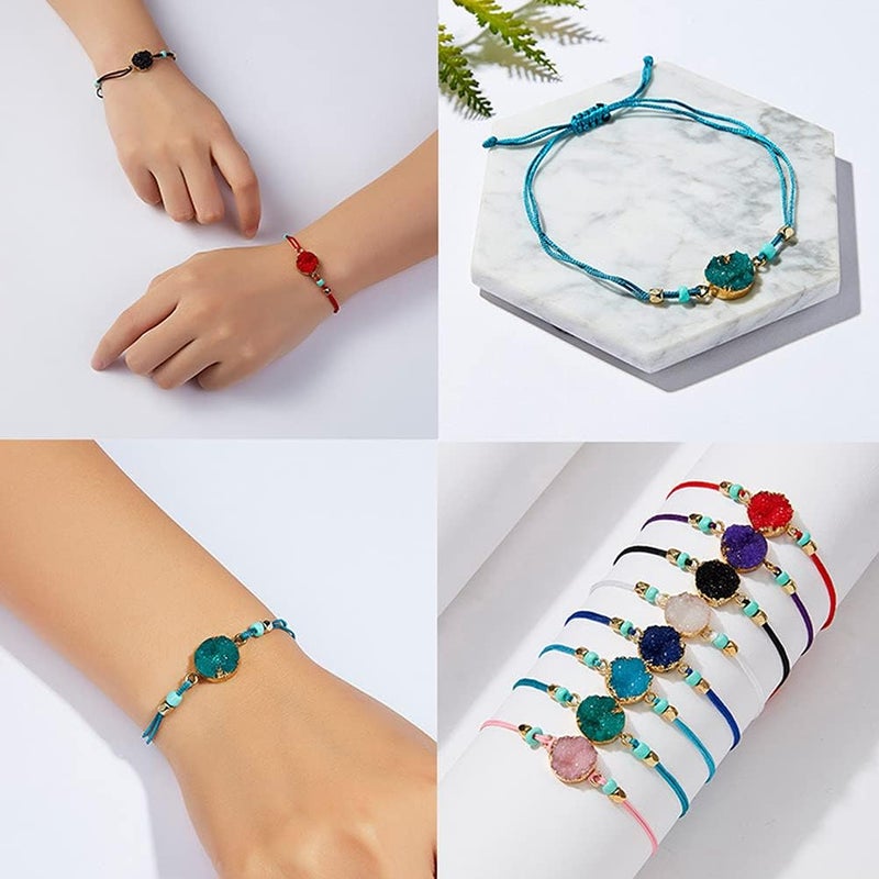 klarako 1pc Natural Gemstone Bracelet Woven Moon Crystal Beaded Bracelet Yoga Bracelet Bangle With Card Suitable for Couple Anniversary Valentine's Day Gift - Image 5