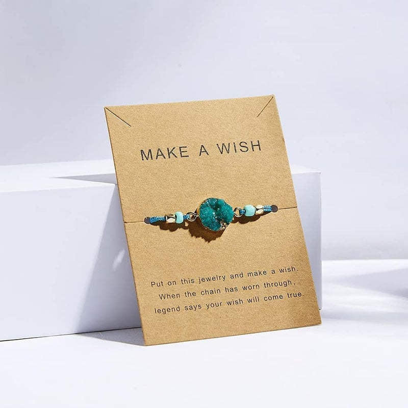 klarako 1pc Natural Gemstone Bracelet Woven Moon Crystal Beaded Bracelet Yoga Bracelet Bangle With Card Suitable for Couple Anniversary Valentine's Day Gift - Image 2