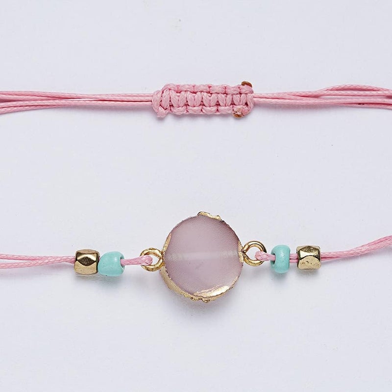 klarako 1pc Natural Gemstone Bracelet Woven Moon Crystal Beaded Bracelet Yoga Bracelet Bangle With Card Suitable for Couple Anniversary Valentine's Day Gift - Image 3