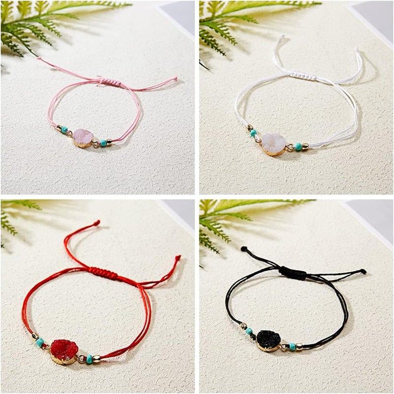 klarako 1pc Natural Gemstone Bracelet Woven Moon Crystal Beaded Bracelet Yoga Bracelet Bangle With Card Suitable for Couple Anniversary Valentine's Day Gift - Image 4