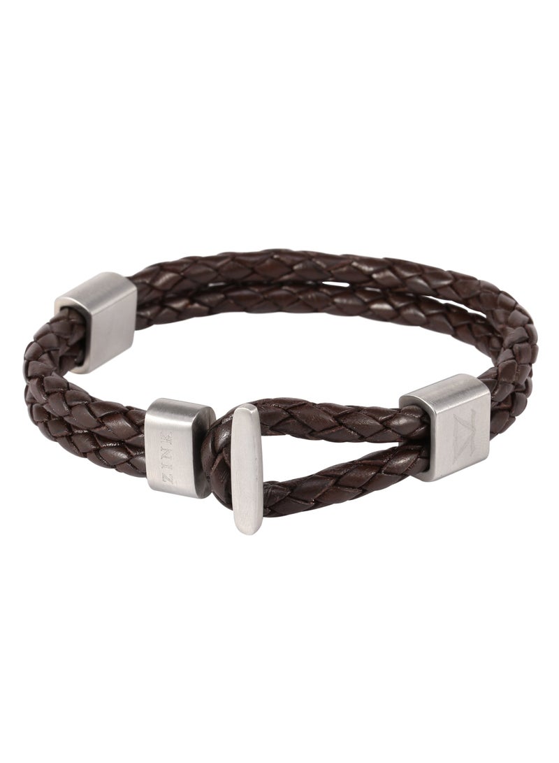 زنك سوار رجالي من ZINK بتصميم جلد بني وفولاذ مقاوم للصدأ | ZJBC004SLBW - Image 2