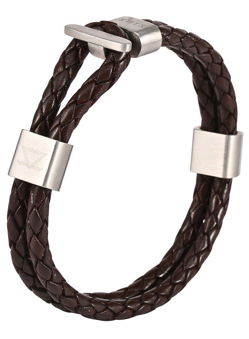 زنك سوار رجالي من ZINK بتصميم جلد بني وفولاذ مقاوم للصدأ | ZJBC004SLBW - Image 1