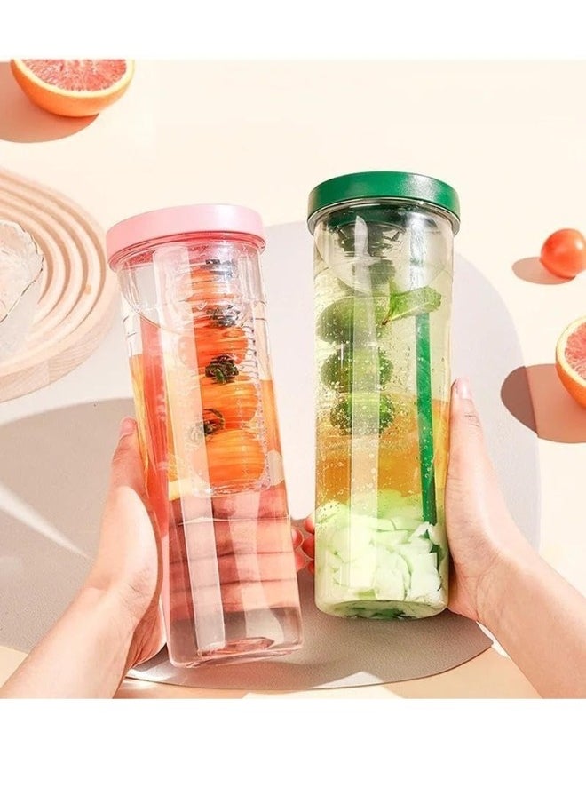 FALMER - Fruit Infuser Water Bottle with Straw, Portable Large Capacity Drinking Cup, Transparent Sports Water Bottle for Fitness, Gym, Outdoor Activities 700ml - Image 1