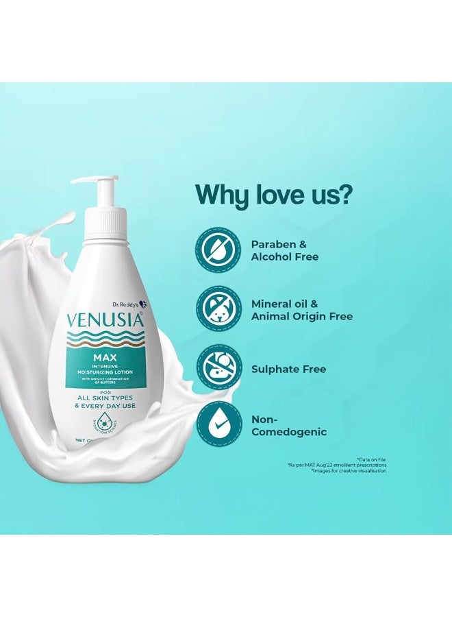 VENUSIA Dr. Reddy’s Venusia Max Intensive Moisturizing Lotion, Everyday use lotion, For All Skin Types, Repairs Dry Skin, Soft and Smooth Skin, Moisturized and Hydrated Skin for Up to 12 Hours, 300gm - Image 3