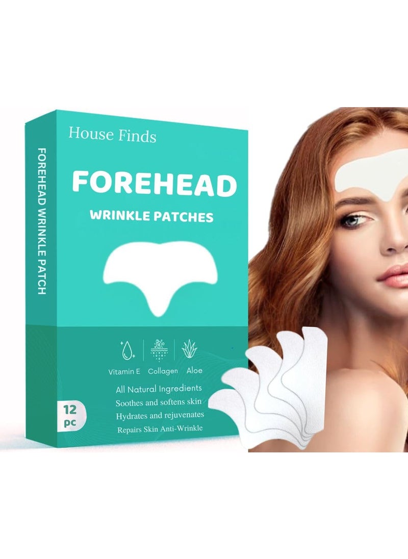 Generic Forehead Wrinkle Patches 12Pcs - Anti Wrinkle Patches | Advanced Forehead Wrinkles Treatment with Aloe, Collagen, and Vitamin E | Face Tape for Wrinkles, White 