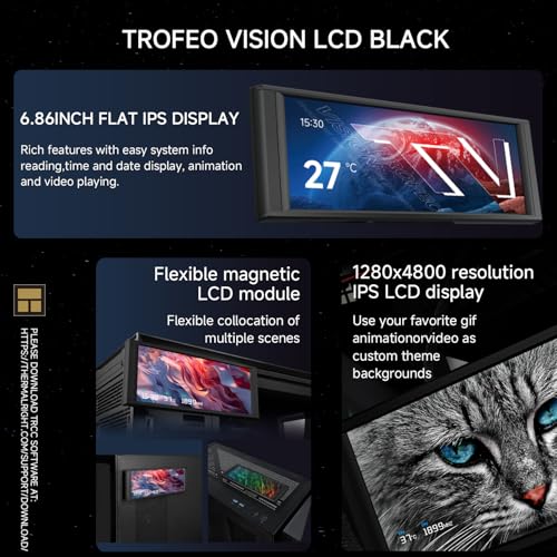 Thermalright Trofeo Vision LCD Black Edition Case SubDisplay Features a 686inch FullColor LCD Display 1280x480 Resolution with a Magnetic Panel Screen Supporting DIY DynamicStatic Images - Image 3