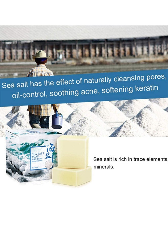 OCHEAL Sea Salt Soap,Soap with Sea Salt Natural Goat's Milk for Face Dry and Natural Oily Skin, Remove Acne Anti-cellulite Soap 100g - Image 4