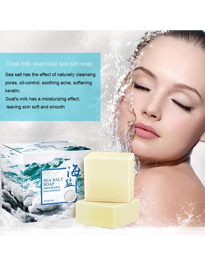 OCHEAL Sea Salt Soap,Soap with Sea Salt Natural Goat's Milk for Face Dry and Natural Oily Skin, Remove Acne Anti-cellulite Soap 100g - Image 5