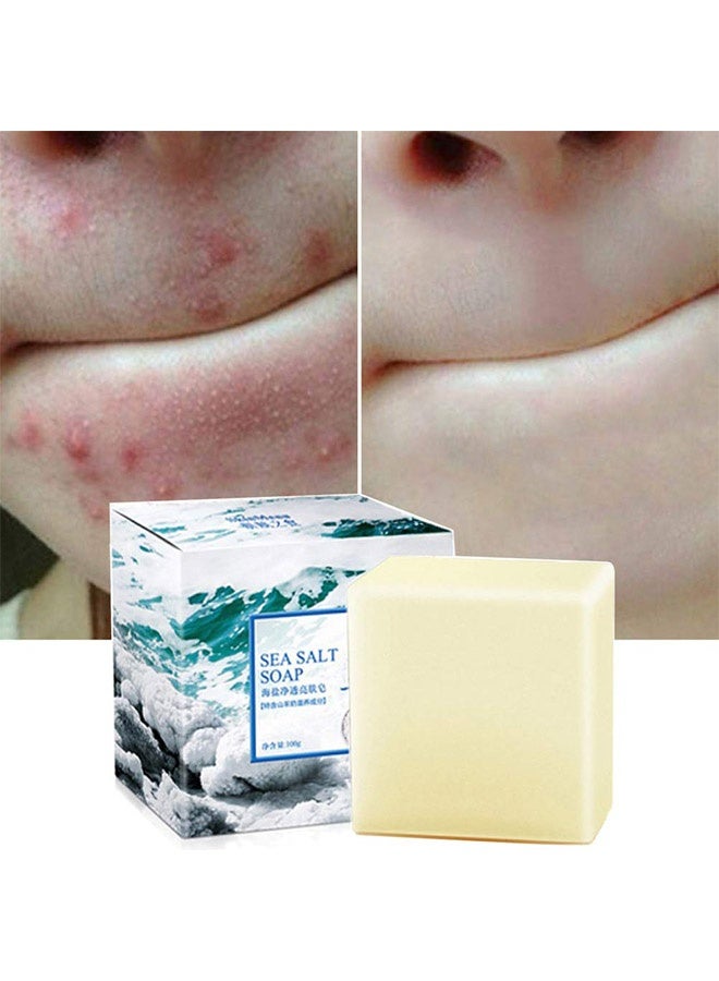 OCHEAL Sea Salt Soap,Soap with Sea Salt Natural Goat's Milk for Face Dry and Natural Oily Skin, Remove Acne Anti-cellulite Soap 100g - Image 1
