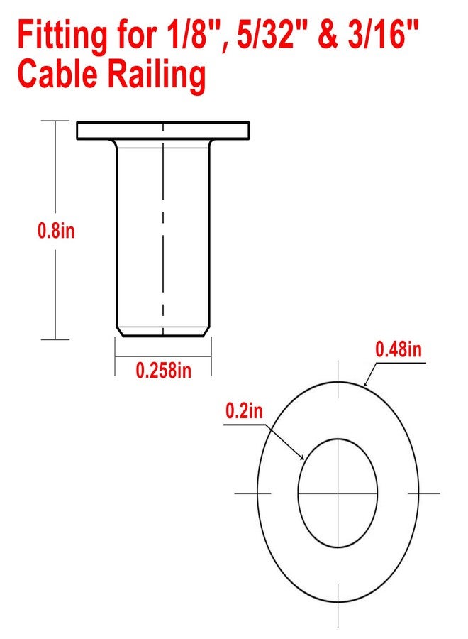 BLIKA 150 Pack Stainless Steel Protector Sleeves for 1/8" 5/32" or 3/16" Deck Cable Railing, for Wood/Composite Posts, T316 Marine Grade - Image 2
