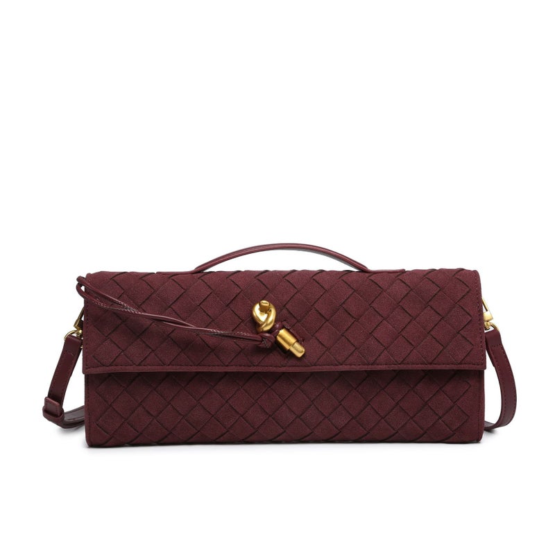 2025 New Frosted Suede Hand-Woven Hand-Held Evening Bag Fashionable Lock One-Shoulder Crossbody Bag - Image 2