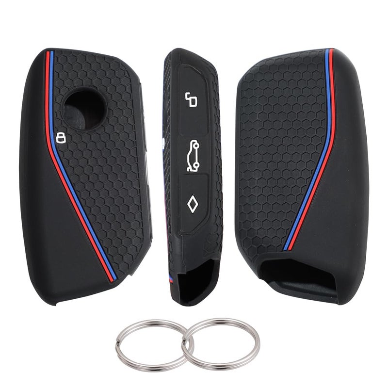 Lcyam Silicone Key Fob Cover Black Soft Key Shell Remote Control Protection Case Fits for BMW 2024 2025 IX I5 X5 X7 X6 IX I7 Keyless System Pack of 2
