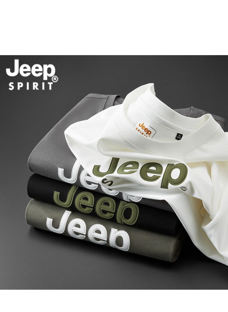 Jeep Men's  Short Sleeved T-shirt Round Neck Pullover Sweatshirt Casual Top  - Image 3