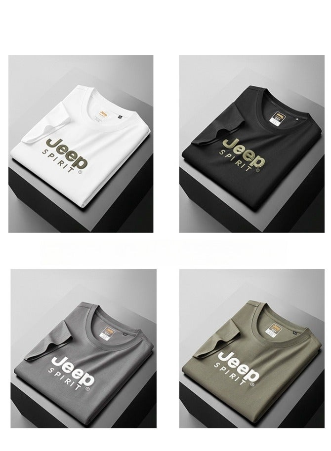 Jeep Men's  Short Sleeved T-shirt Round Neck Pullover Sweatshirt Casual Top  - Image 5