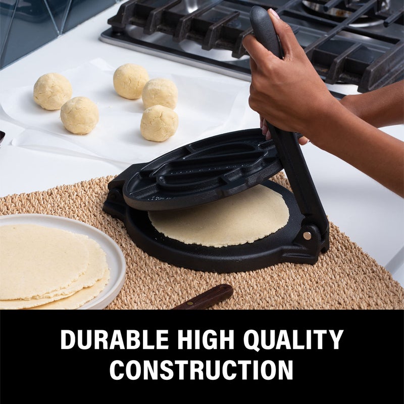 Bellemain Bellemain Corn Tortilla Press 8-Inch - Pre-Seasoned Cast Iron Press for Tortillas  - Image 2