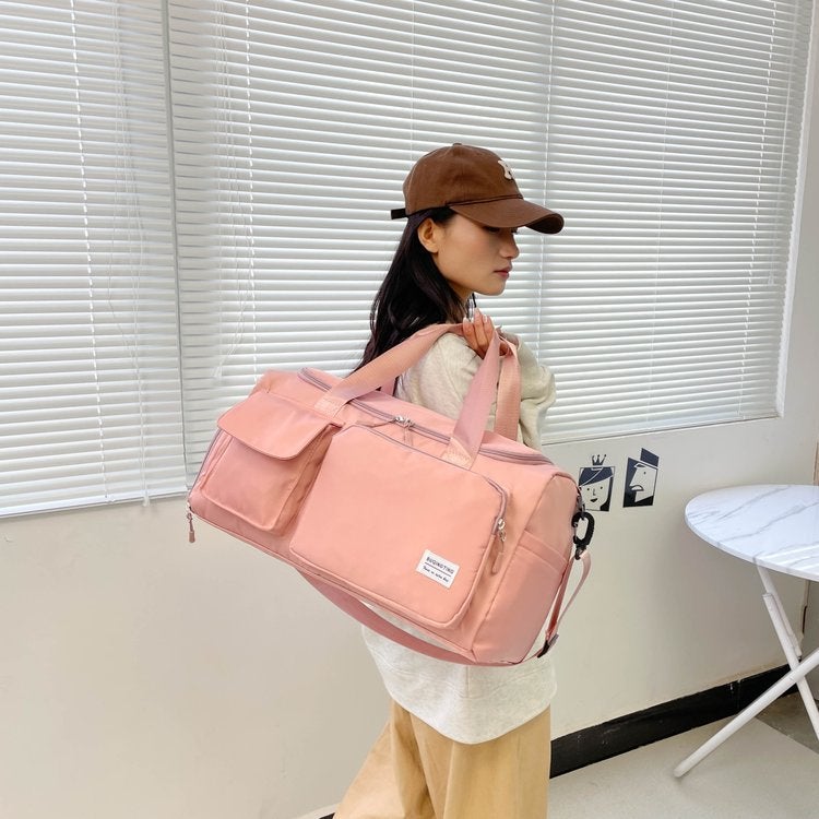 Generic Wholesale Travel Bag Short-distance Boarding Business Travel Large Capacity Lightweight Duffel Bag Mens and Womens Fashion Yoga Gym Bag Pink 