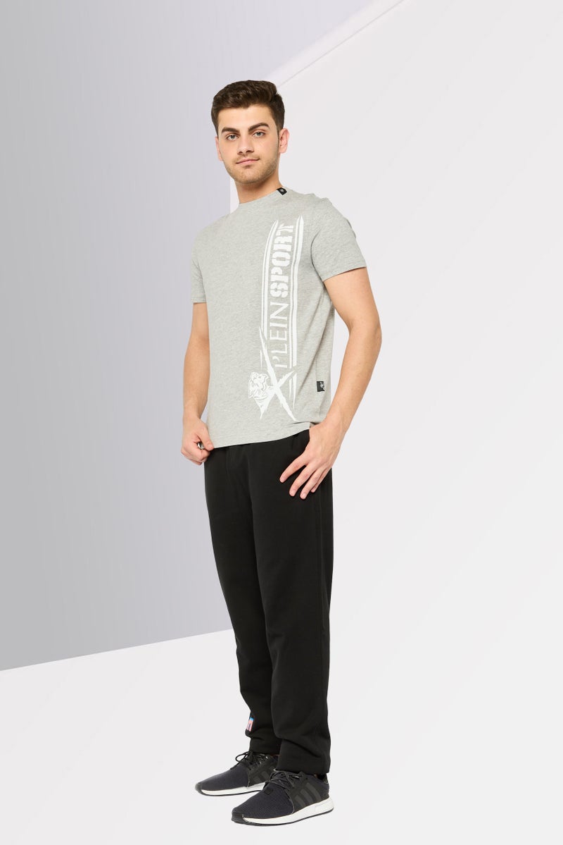 PHILIPP PLEIN Plein Sport Men Sportswear Fit Short Sleeve Outdoor T-Shirt, Light Grey - Image 2