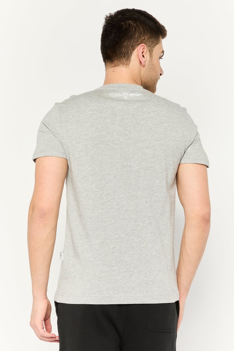 PHILIPP PLEIN Plein Sport Men Sportswear Fit Short Sleeve Outdoor T-Shirt, Light Grey - Image 4