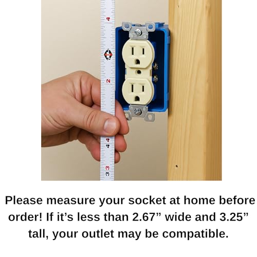 BuleVina Outdoor Waterproof Outlet Cover, 2.67" x 3.25" Small Socket Protector– Self Adhesive Wall Plate Cover for Single-Gang Electrical Outlets, for Duplex Receptacle (NEMA 5-15R) (Not for Oversized Plugs) - Image 2
