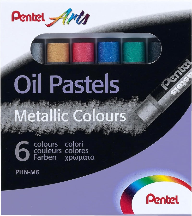 Pentel Metallic Oil Pastels Set of 6 Assorted Colours - Image 1